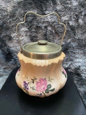 Antique  English ceramic biscuit barrel. ( Cookie Jar )